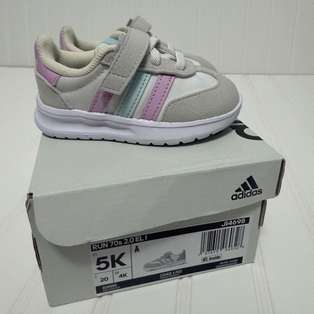 adidas Run 70s 2.0 Cloud White Bliss Lilac Halo Mint Baby/Toddler Size 5K